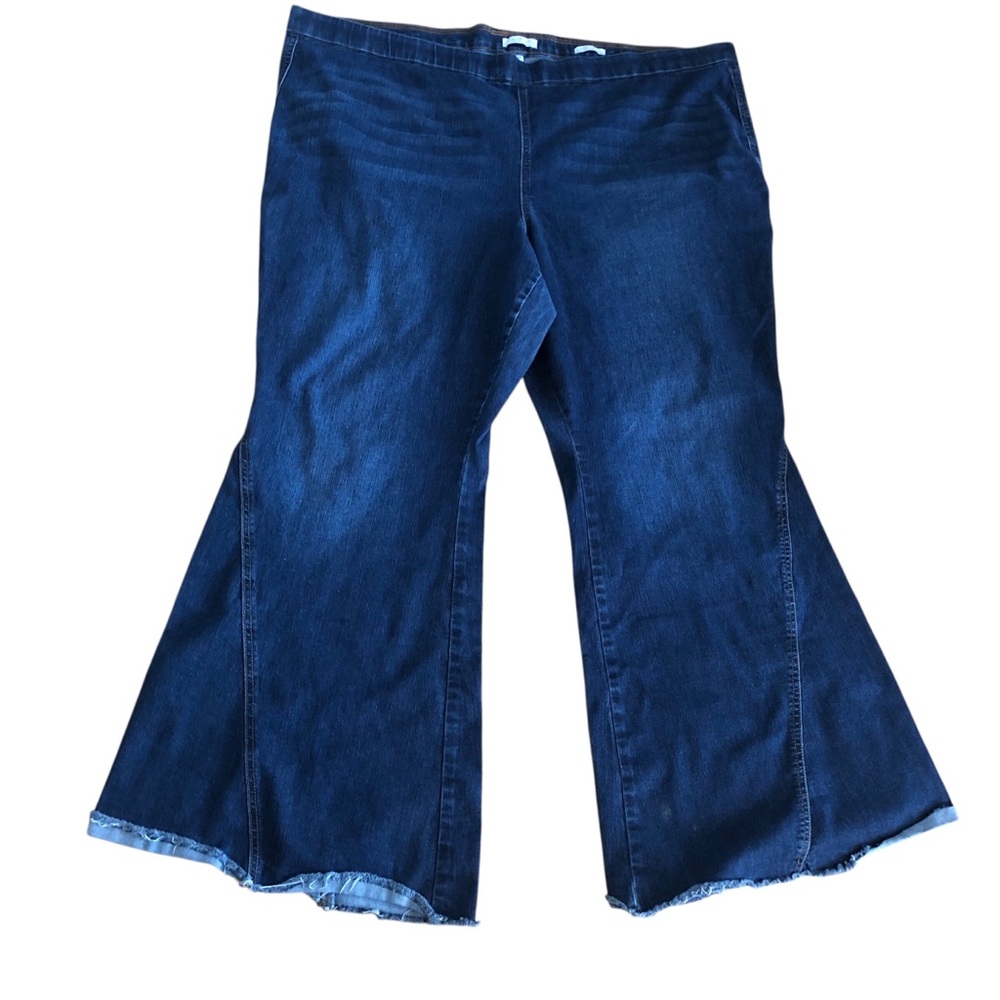 Sophia Vergara Wide Leg Women's Flared Pull On Blue Jeans Denim Plus Size 28W
